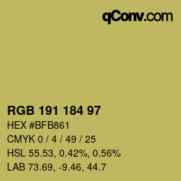 Color code: RGB 191 184 97 | qconv.com