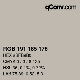 颜色代码: RGB 191 185 176 | qconv.com