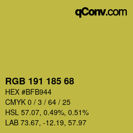 Color code: RGB 191 185 68 | qconv.com
