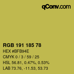 Color code: RGB 191 185 78 | qconv.com