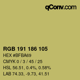 Color code: RGB 191 186 105 | qconv.com