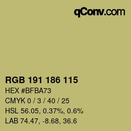 Color code: RGB 191 186 115 | qconv.com