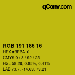 Color code: RGB 191 186 16 | qconv.com