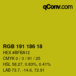 颜色代码: RGB 191 186 18 | qconv.com
