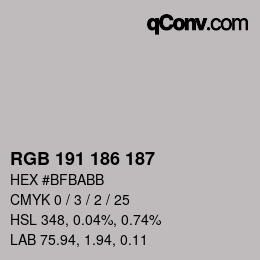 Color code: RGB 191 186 187 | qconv.com