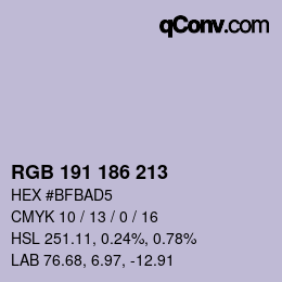 Farbcode: RGB 191 186 213 | qconv.com