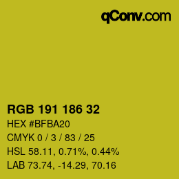 Color code: RGB 191 186 32 | qconv.com