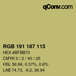 Farbcode: RGB 191 187 115 | qconv.com