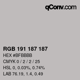 Farbcode: RGB 191 187 187 | qconv.com