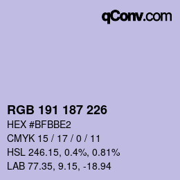颜色代码: RGB 191 187 226 | qconv.com