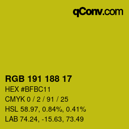Color code: RGB 191 188 17 | qconv.com