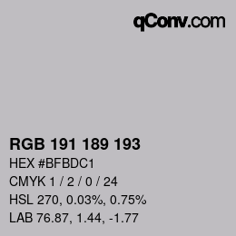 Color code: RGB 191 189 193 | qconv.com