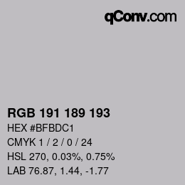 Color code: RGB 191 189 193 | qconv.com