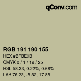 カラーコード: RGB 191 190 155 | qconv.com