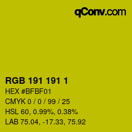 Color code: RGB 191 191 1 | qconv.com