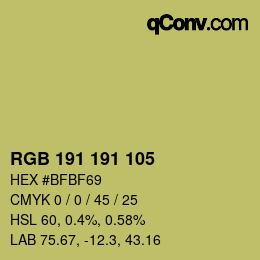 Color code: RGB 191 191 105 | qconv.com