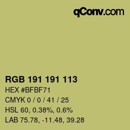 Color code: RGB 191 191 113 | qconv.com
