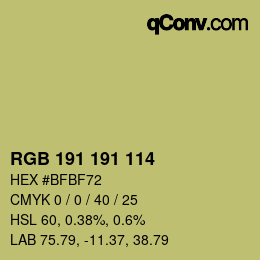 Color code: RGB 191 191 114 | qconv.com