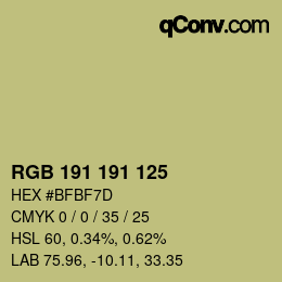 Código de color: RGB 191 191 125 | qconv.com