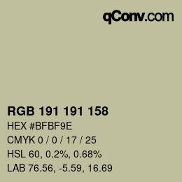 カラーコード: RGB 191 191 158 | qconv.com