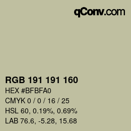 Color code: RGB 191 191 160 | qconv.com