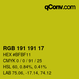 Color code: RGB 191 191 17 | qconv.com