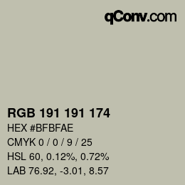 Color code: RGB 191 191 174 | qconv.com