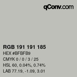 Color code: RGB 191 191 185 | qconv.com