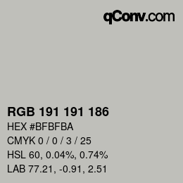 Color code: RGB 191 191 186 | qconv.com