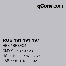 Color code: RGB 191 191 197 | qconv.com