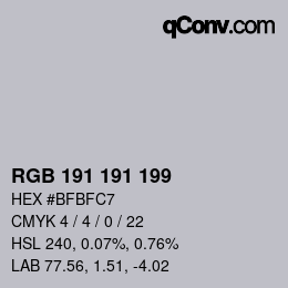 Color code: RGB 191 191 199 | qconv.com