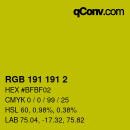 Color code: RGB 191 191 2 | qconv.com