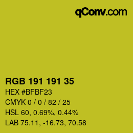 カラーコード: RGB 191 191 35 | qconv.com