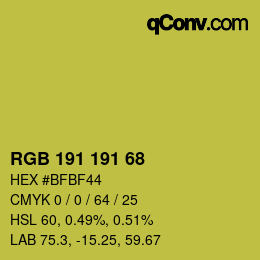 Color code: RGB 191 191 68 | qconv.com