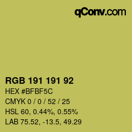 Color code: RGB 191 191 92 | qconv.com