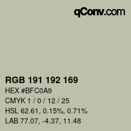 Color code: RGB 191 192 169 | qconv.com