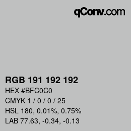 Color code: RGB 191 192 192 | qconv.com