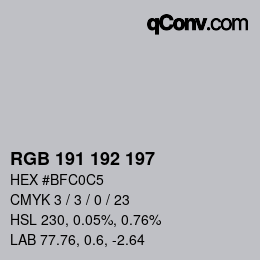 Color code: RGB 191 192 197 | qconv.com