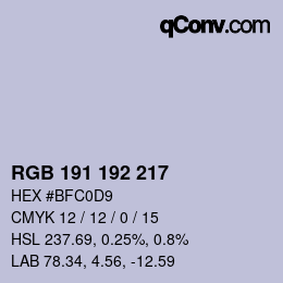 Color code: RGB 191 192 217 | qconv.com