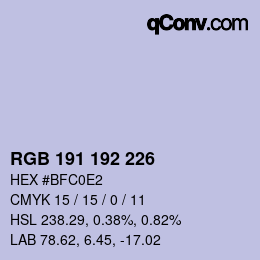 Color code: RGB 191 192 226 | qconv.com