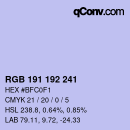 Color code: RGB 191 192 241 | qconv.com