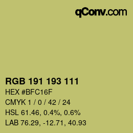 Color code: RGB 191 193 111 | qconv.com