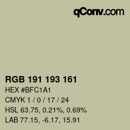 Código de color: RGB 191 193 161 | qconv.com
