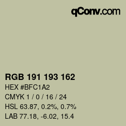 Color code: RGB 191 193 162 | qconv.com