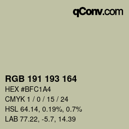 Código de color: RGB 191 193 164 | qconv.com