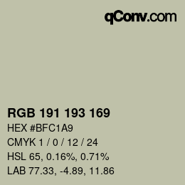 カラーコード: RGB 191 193 169 | qconv.com