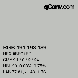 Color code: RGB 191 193 189 | qconv.com