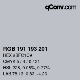 カラーコード: RGB 191 193 201 | qconv.com