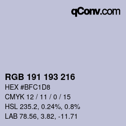 カラーコード: RGB 191 193 216 | qconv.com