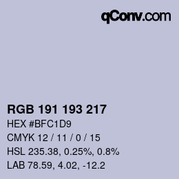 カラーコード: RGB 191 193 217 | qconv.com